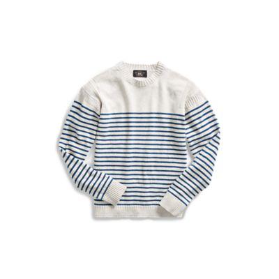 Ralph Lauren Striped Cotton-linen Sweater Indigo Cream