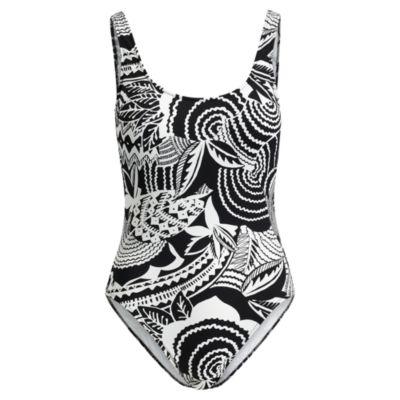 Ralph Lauren Mosaic-print Lace-up One-piece Black/white