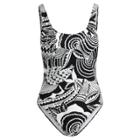 Ralph Lauren Mosaic-print Lace-up One-piece Black/white