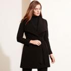 Ralph Lauren Lauren Woman Crepe Open-front Coat Black