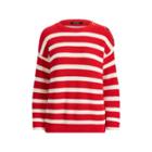 Ralph Lauren Striped Toggle Cotton Sweater Tomato Red/mascarpone Cre
