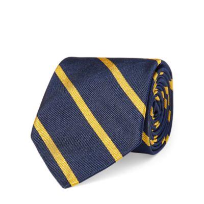 Ralph Lauren Striped Silk Twill Narrow Tie Navy/gold