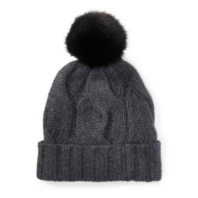 Ralph Lauren Rope Cable-knit Pom-pom Hat Antique Hthr