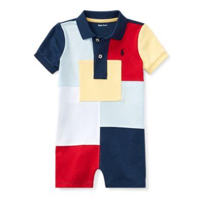 Ralph Lauren Patchwork Cotton Shortall Summer Navy Multi 18m