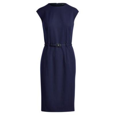 Ralph Lauren Twill Sheath Dress & Belt Navy