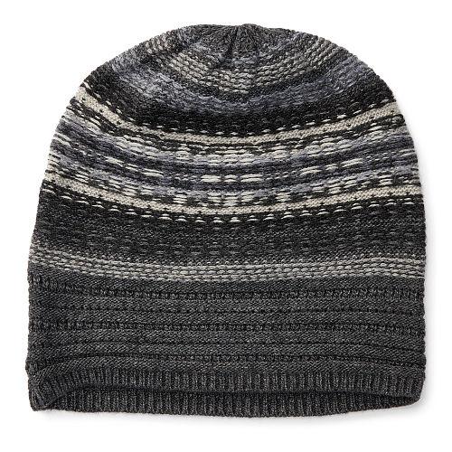 Ralph Lauren Lauren Striped Fair Isle Slouchy Hat Charcoal Tonal