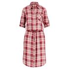Ralph Lauren Plaid Drawstring Shirtdress Red Multi