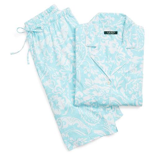 Ralph Lauren Lauren Cotton Sleep Bermuda Short Set Turq Paisley