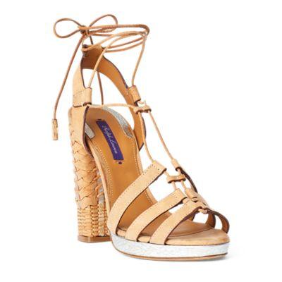Ralph Lauren Atida Metallic Calfskin Sandal Sandy/silver