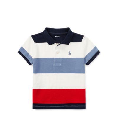 Ralph Lauren Striped Cotton Mesh Polo Shirt Hunter Navy Multi 24m
