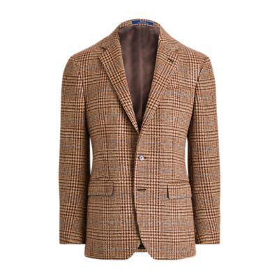 Ralph Lauren Polo Plaid Tweed Sport Coat Brown And Tan W/blue And