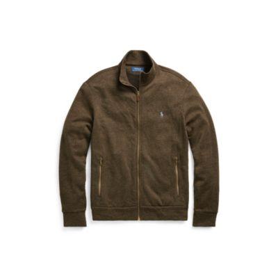 Ralph Lauren Cotton-blend-fleece Jacket Olive Heather Tweed