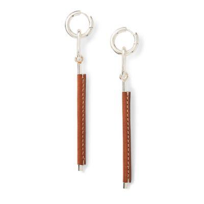 Ralph Lauren Leather-silver Drop Earrings Silver/rl Gold