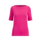 Ralph Lauren Ribbed Cotton Boatneck T-shirt Accent Pink
