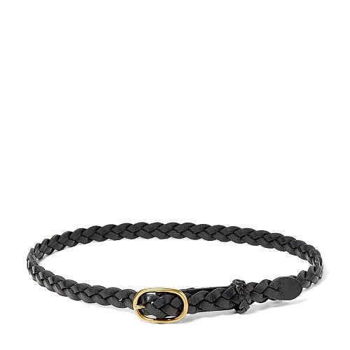 Polo Ralph Lauren Skinny Braided Vachetta Belt Black