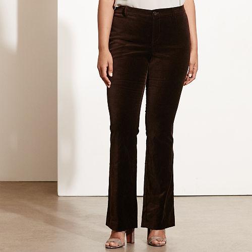 Ralph Lauren Lauren Woman Flared Velvet Pant Chocolate
