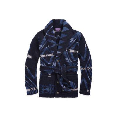 Ralph Lauren Hand-knit Wool-blend Cardigan Navy Multi