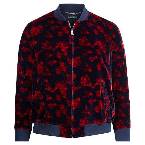 Ralph Lauren Lauren Woman Velvet Floral Bomber Jacket