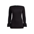 Ralph Lauren Ruffle-cuff Cotton Sweater Polo Black