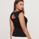 Ralph Lauren Lauren Woman Cutout-back Jersey Tee Black