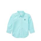 Ralph Lauren Gingham Stretch Cotton Shirt Lt Mint Multi 9m