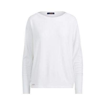 Ralph Lauren Drapey Jersey Long-sleeve Top Pure White