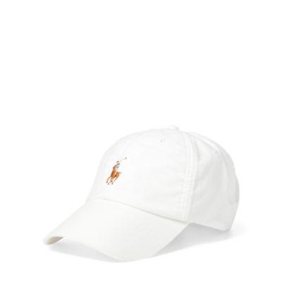 Ralph Lauren Cotton Oxford Baseball Cap White W/ Multi Pp