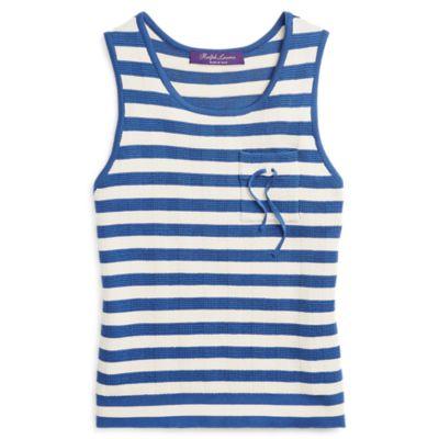 Ralph Lauren Striped Silk Tank Top Cream/french Blue