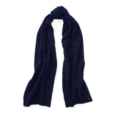 Ralph Lauren Cable Wool-cashmere Scarf Bright Navy