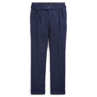 Ralph Lauren Pleated Herringbone Trouser Navy