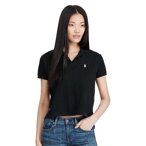 Polo Ralph Lauren Cropped Cotton Mesh Polo Polo Black