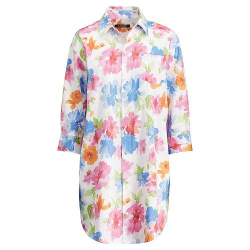 Ralph Lauren Lauren Floral Cotton Sleep Shirt White Floral