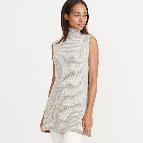 Ralph Lauren Lauren Ribbed Sleeveless Sweater Platinum Heather
