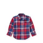 Ralph Lauren Plaid Cotton Flannel Shirt Red/blue Multi 9m