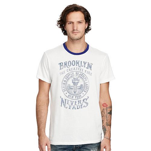 Ralph Lauren Denim & Supply Cotton Jersey Ringer Tee Spa White