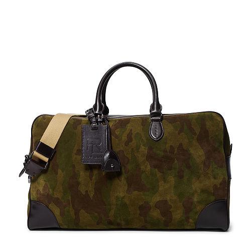 Ralph Lauren Camo Suede Weekender Duffel Camouflage