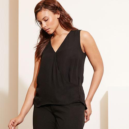 Ralph Lauren Lauren Woman Georgette Sleeveless Blouse Black