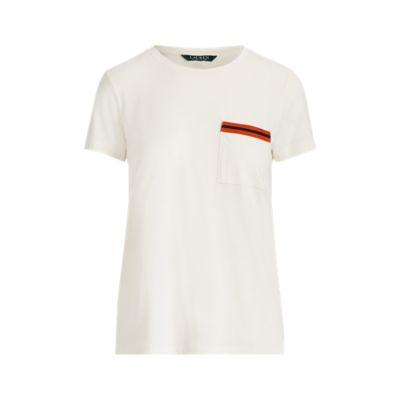 Ralph Lauren Striped Jersey Pocket Tee Mascarpone Cream