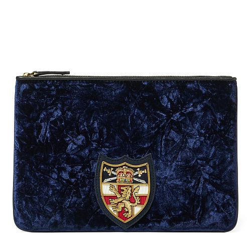 Polo Ralph Lauren Lion Crest Velvet Pouch