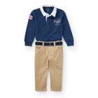 Ralph Lauren Cotton Shirt, Belt & Pant Set Rustic Navy 3m
