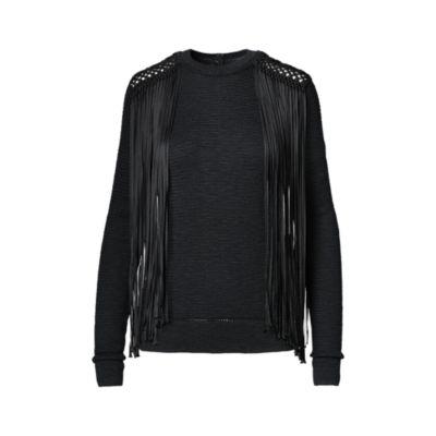 Ralph Lauren Fringed Silk Sweater Black