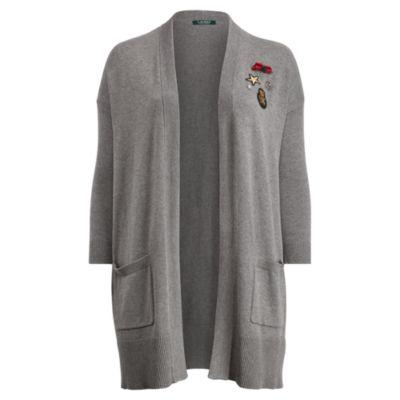 Ralph Lauren Patch Open-front Cardigan Cityscape Grey Heather