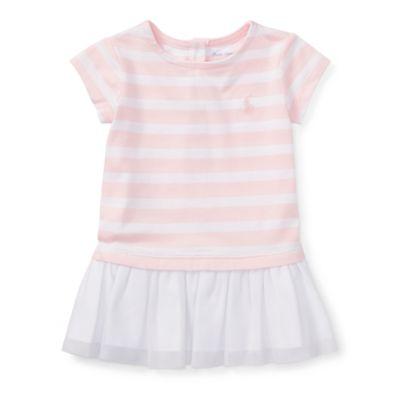 Ralph Lauren Striped Jersey T-shirt Dress Hint Of Pink/white 12m