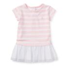Ralph Lauren Striped Jersey T-shirt Dress Hint Of Pink/white 12m