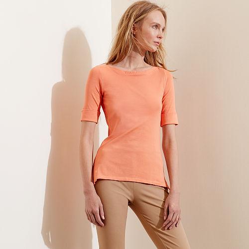 Ralph Lauren Lauren Stretch Cotton Boatneck Tee Orange Cream
