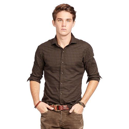 Polo Ralph Lauren Checked Cotton Twill Shirt Deep Purple/sand