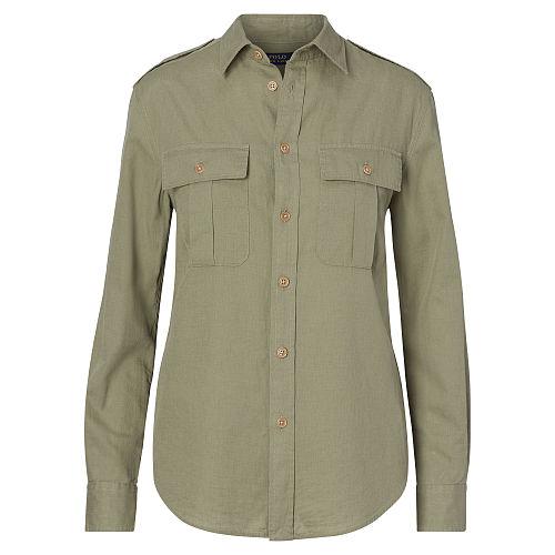 Polo Ralph Lauren Cotton-linen Safari Shirt Basic Olive