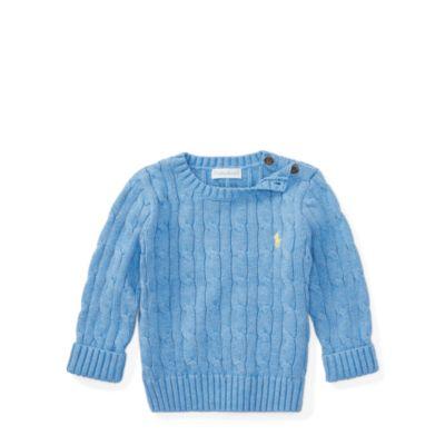 Ralph Lauren Cable-knit Cotton Sweater Soft Royal Heather 6m