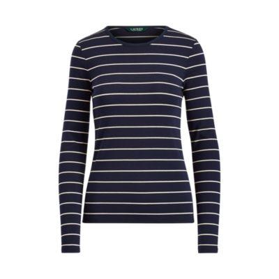 Ralph Lauren Ribbed Stretch Cotton T-shirt Rl Navy/natural Lp