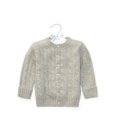 Ralph Lauren Cable-knit Cashmere Cardigan Light Grey Heather 6m